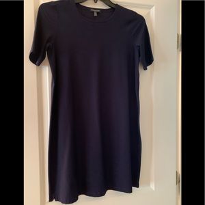 NWOT Eileen Fisher Petite Navy Blue Short Sleeve Crew Neck Dress